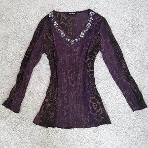 Embellished Crinkle Pleated Tunic